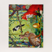Puzzle Lapin, Pie, Renard et « Le Secret de la Forêt » (Vertical)