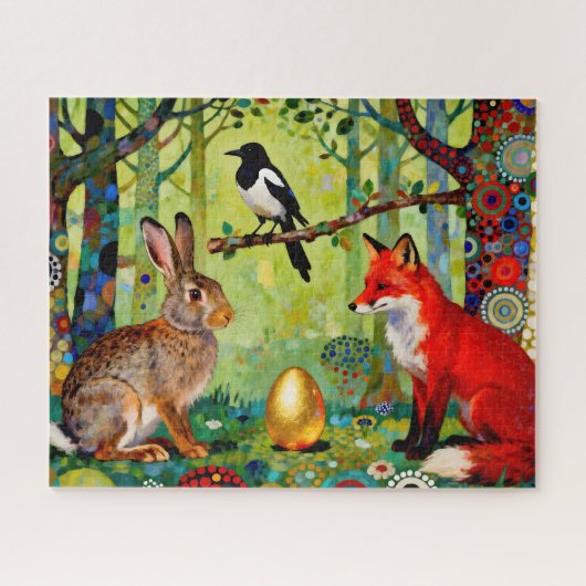 Puzzle Lapin, Pie, Renard et « Le Secret de la Forêt » (Horizontal)