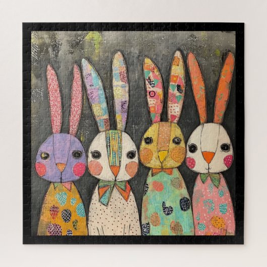 Puzzle Lapins de Pâques fantaisistes en patchwork (Vertical)