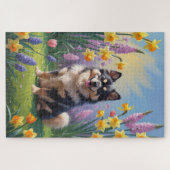 Puzzle Lapphund Finlandais Fleurs de printemps de chien P (Horizontal)