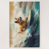 Puzzle Lapphund Plage Finlandaise Plage Surf Peinture (Vertical)