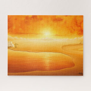 Puzzle "L'Arrivée" surréaliste coucher de soleil peinture