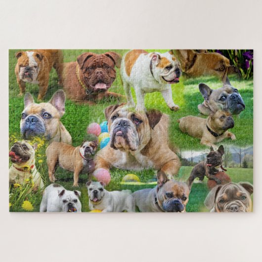 Puzzle L'art des mignons Bulldogs | Chiens de collection  (Horizontal)