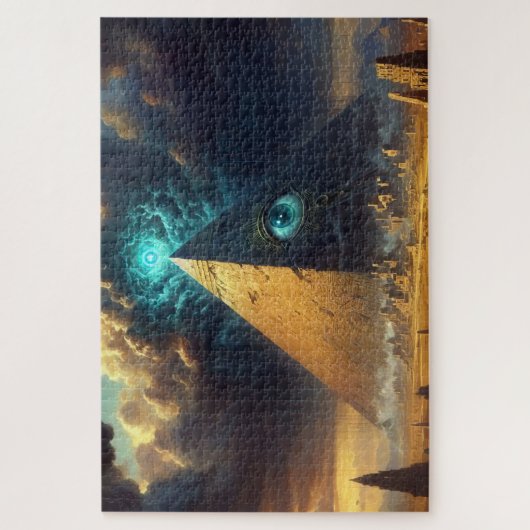 Puzzle L'art pyramidal bleu mystique (Vertical)