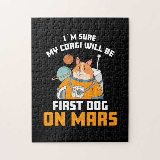 Puzzle L'astronaute est sûr que mon Corgi sera le premier (Vertical)