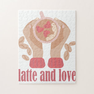 Puzzle Latte et coupe d'amour, mains et citation de café