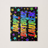 Puzzle "LAUREN" Prénom, Amusant "HEUREUX ANNIVERSAIRE" (Vertical)