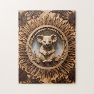 Puzzle L'Australien Koala Bear Wood Carving,