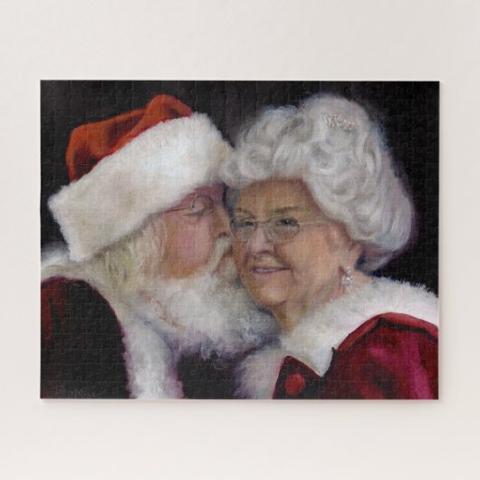 Puzzle Le baiser de Noël - Père Noël embrassant Mme (Horizontal)