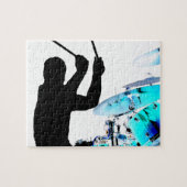 Puzzle Le batteur colle dans des fûts invertis de bleu (Horizontal)