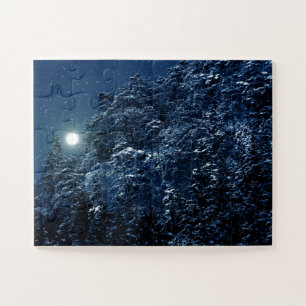 Puzzle Le beau paysage d'hiver avec la neige a couvert