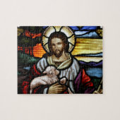Puzzle Le Bon Berger ; Jésus sur un vitrail (Horizontal)