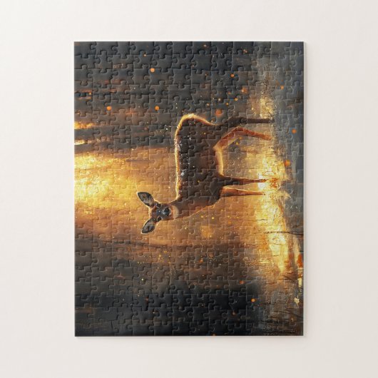 Puzzle Le cerf majestueux dans une forêt d'hiver (Vertical)