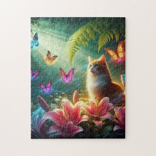 Puzzle Le Chat Curieux & Ses Papillons (Vertical)