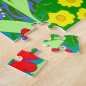 Puzzle Le chat de bande dessinée dans le jardin fleurit (Côté)