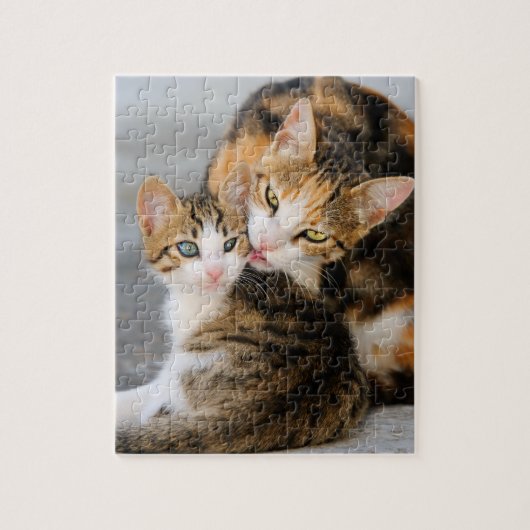 Puzzle Le chat de mère aime le chaton mignon (Vertical)