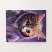 Puzzle Le chaton dans un Sweat - shirt à capuche pourpre (Horizontal)