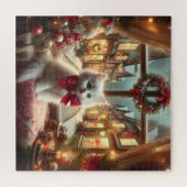 Puzzle Le chaton de Noël à la fenêtre. (Horizontal)