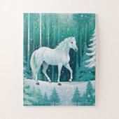 Puzzle Le cheval blanc dans la forêt verte (Vertical)