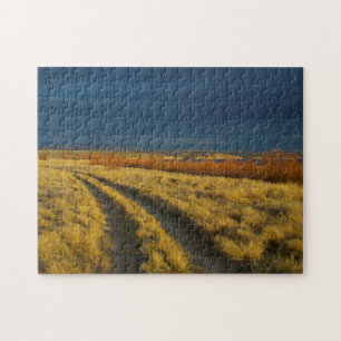 Puzzle Le coucher du soleil met en lumière l'écorce rou