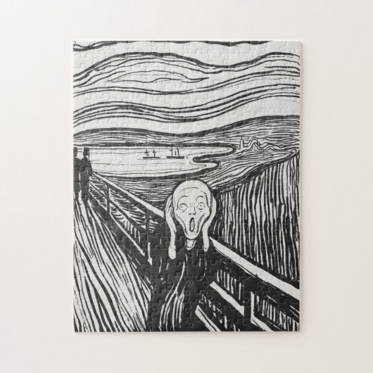 Puzzle Le cri d'Edvard Munch noir et blanc (Vertical)