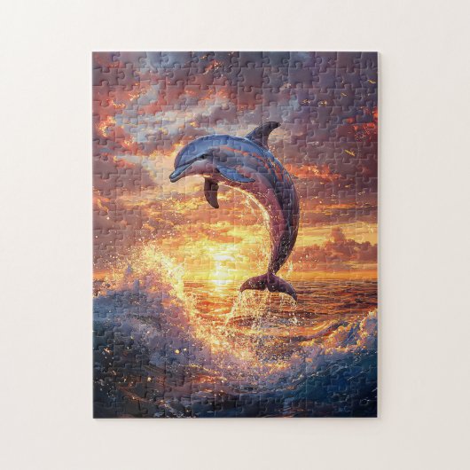 Puzzle Le dauphin saute au coucher du soleil (Vertical)