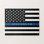 Puzzle Le drapeau américain mince de Blue Line de police<br><div class="desc">Ceci maintiennent l'ordre la ligne bleue mince caractéristiques de puzzle une ligne bleue mince de police noire et blanche le drapeau qu'américain personnalisent en remplaçant le nom d'échantillon par le nom de votre propre dirigeant. Fait un grand cadeau.</div>