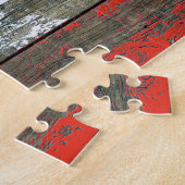 Puzzle Le drapeau portoricain sur le bois rugueux (Côté)