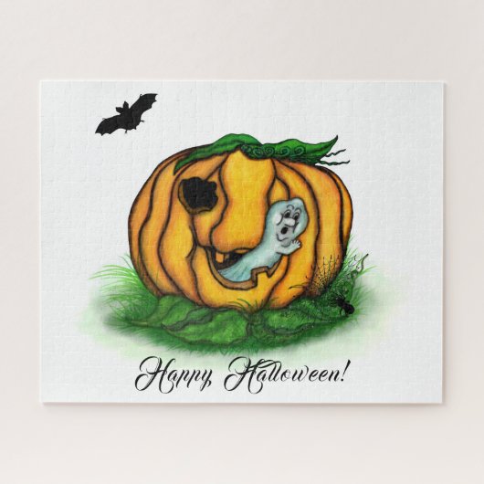 Puzzle Le fantôme d'Halloween, chauve-souris, fantôme et  (Horizontal)