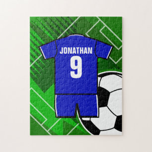 Puzzle Le football Jersey blanc bleu personnalisé du