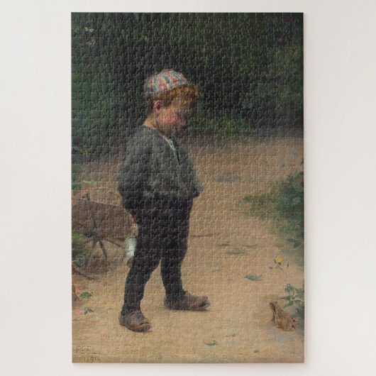 Puzzle Le jeune biologiste avec une grenouille (par Paul  (Vertical)