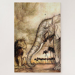 Puzzle « Le Lion et l'Éléphant » par Arthur Rackham