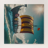 Puzzle Le long-navire viking coupe à travers les vagues (Horizontal)