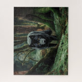 Puzzle Le Loup Noir Émerge De La Forêt (Vertical)