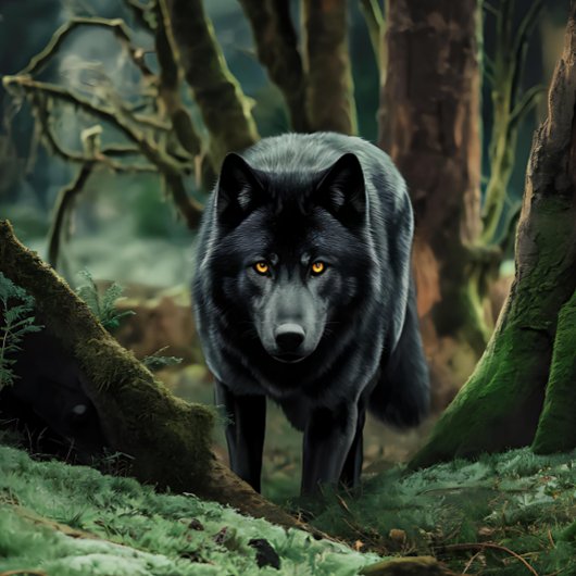 Puzzle Le Loup Noir Émerge De La Forêt