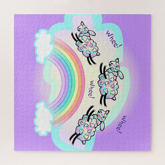 Puzzle Le mouton à trois roues saupoudrant un arc-en-ciel (Horizontal)