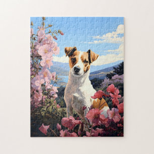 Puzzle Le paradis floral de Jack Russell Terrier