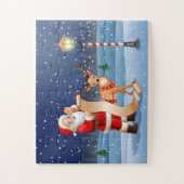 Puzzle Le Père Noël et le renne| Vacances (Vertical)