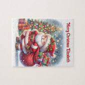 Puzzle Le Père Noël Personnalisez Nom Cadeau pour enfants (Horizontal)