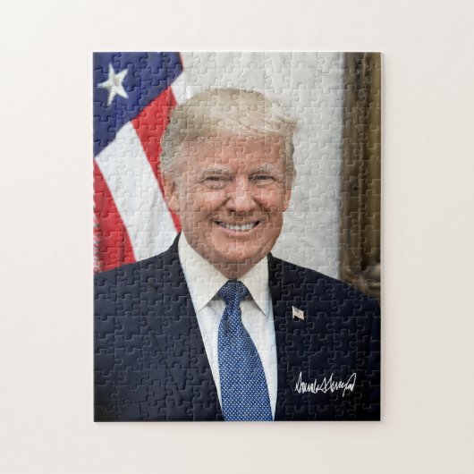 Puzzle Le Président Donald Trump Avec Sa Signature (Vertical)