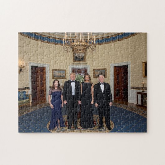 Puzzle Le président Donald Trump Melania Pence Noël (Horizontal)