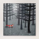 Puzzle Le renard et la forêt<br><div class="desc">Un renard rouge sauvage se dresse au milieu des arbres dans une forêt sombre. Une peinture paysagère pour les amoureux des animaux,  de la nature et de la faune.</div>