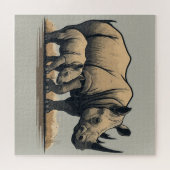 Puzzle Le Rhino et son veau (Horizontal)