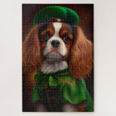 Puzzle Le roi Cavalier Charles Spaniel à la Saint Patrick (Vertical)