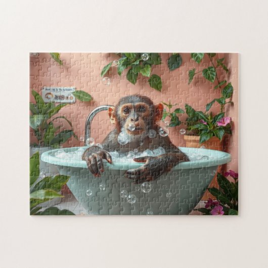 Puzzle Le singe prend un bain (Horizontal)
