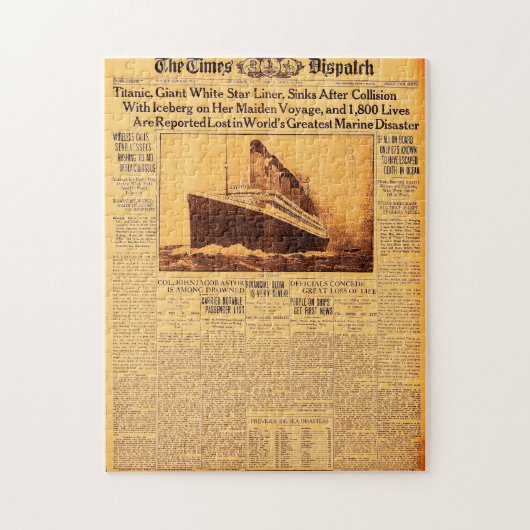 Puzzle Le Titanic coule après une collision avec un icebe (Vertical)