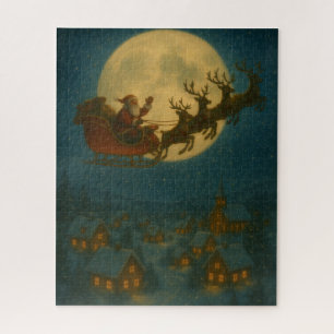 Puzzle Le vol du traîneau de Santa – Nuit de Noël au clai