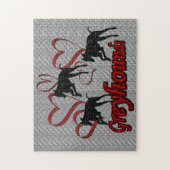 Puzzle Leaping Greyhounds Et Red Hearts (Vertical)