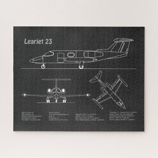 Puzzle Learjet 23 - Plans de dessin du plan directeur de (Horizontal)