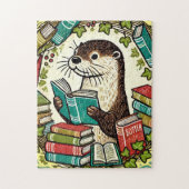 Puzzle Lecture Otter Bookish Illustration Lecteurs (Vertical)